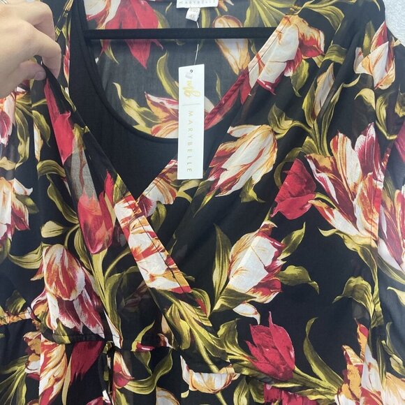 NWT Marybelle Sadie Dress Womens 4X Floral Sleeveless Chiffon Dark Romantic Knee - Picture 7 of 16